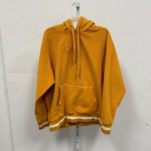 KITH Mne's Terry Knit Striped Crew Neck Chunky Hoodie Mustard Yellow Large